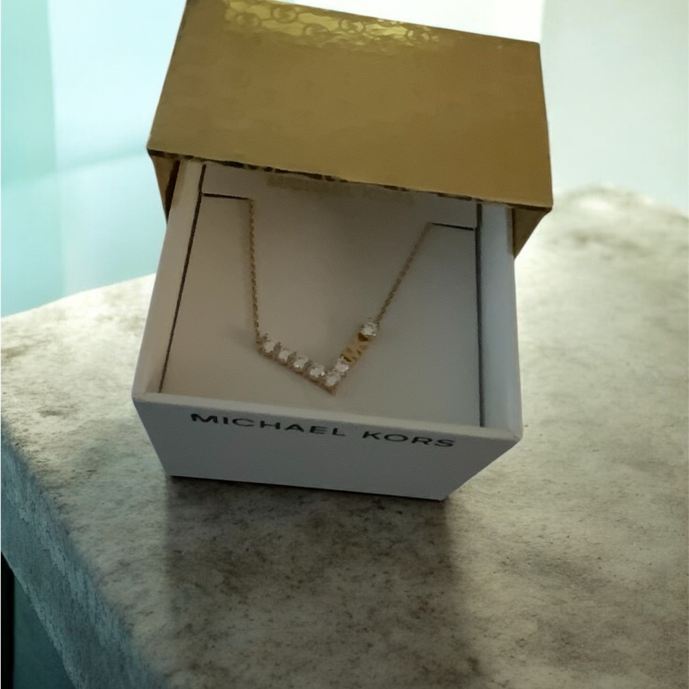 Michael Kors Gold Necklace with Crystal Accents